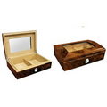 The Addison 40 Count Walnut Burl Finish Humidor with Arched Beveled Glass Top